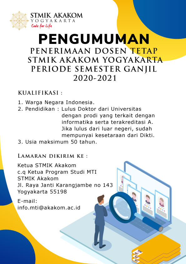 Pengumuman Penerimaan Dosen Tetap STMIK Akakom Yogyakarta Periode Semester Ganjil 2020-2021