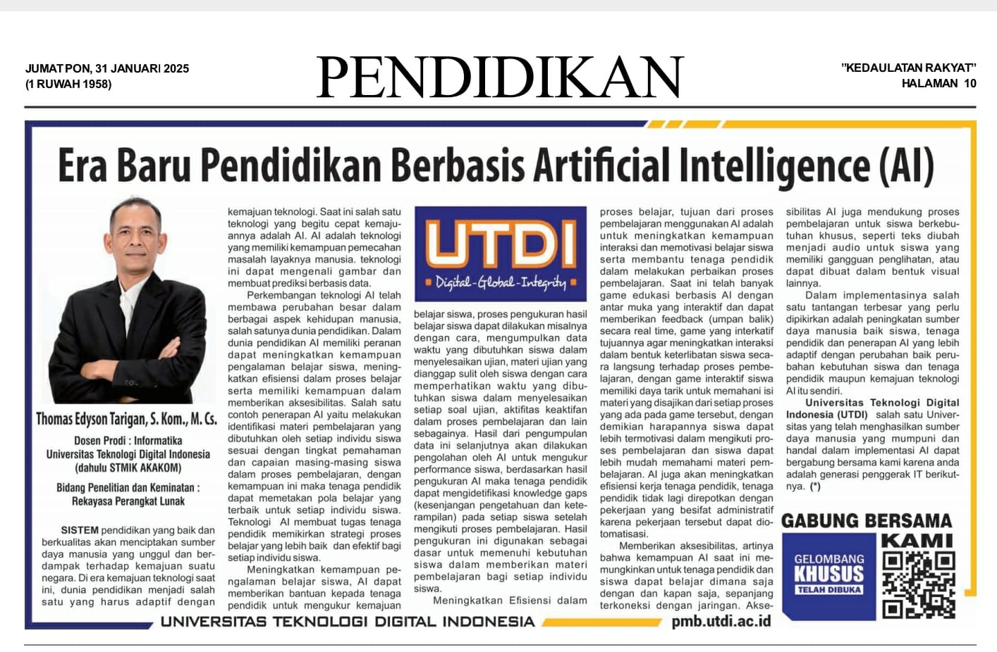 Era Baru Pendidikan Berbasis Artificial Intelligence (AI)