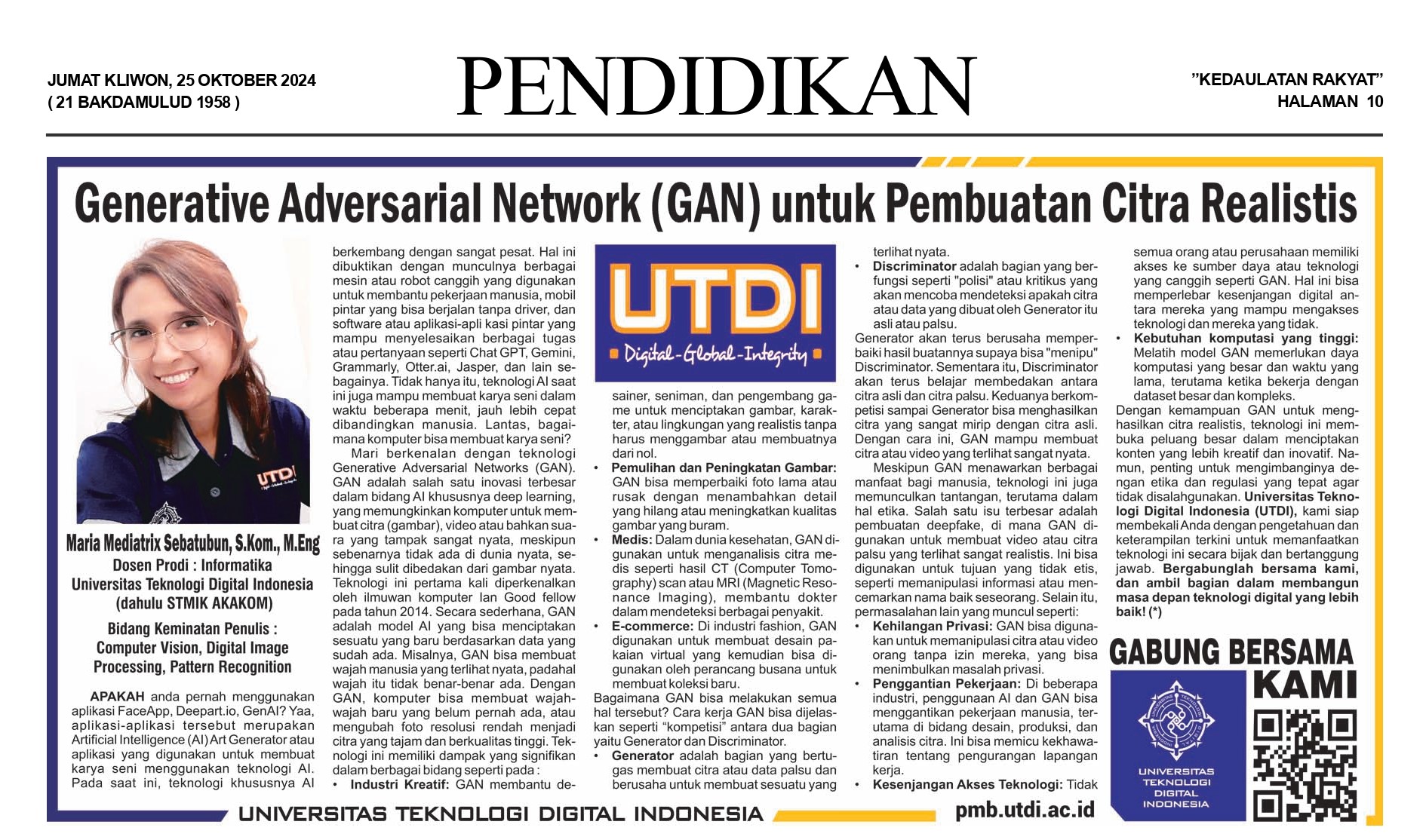 Generative Adversarial Network (GAN) untuk Pembuatan Citra Realistis